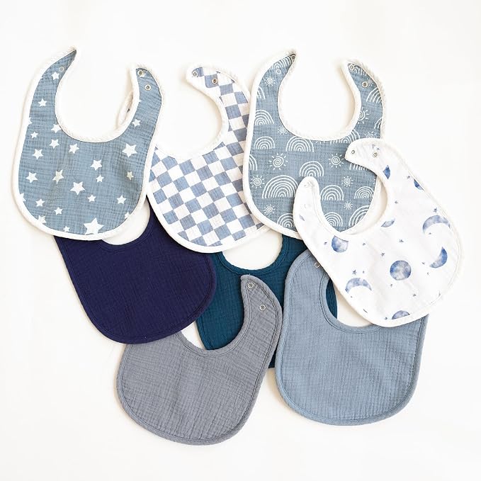 Konssy Muslin Baby Bibs 8 Pack Baby Bandana Drool Bibs Cotton - Image 7