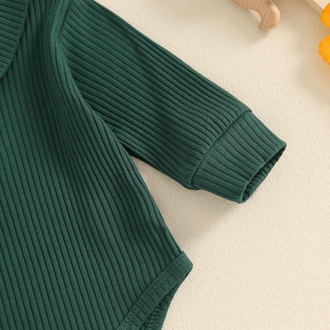 Newborn Baby Boy Girl Clothes Ribbed Knitted Long Sleeve Romper Pants Solid - Image 5
