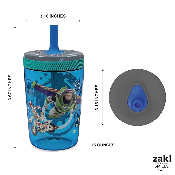 Zak Designs Kelso 15 oz Tumbler Set Toddlers Cup Leak-Proof Screw-On Lid - Image 8