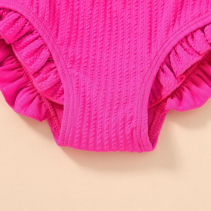 HAPPYMA Baby Swimsuit Toddler Girl Bathing Suit Summer Solid Color Bikini Set - Image 6