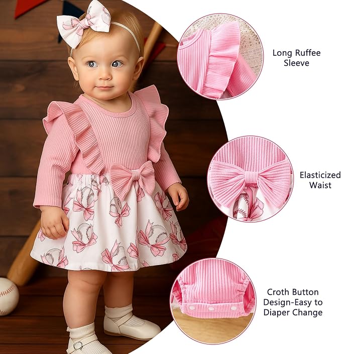 Chichoo Baby Girl Clothes Infant Fall Winter Outfits Newborn Long Sleeve Romper - Image 2