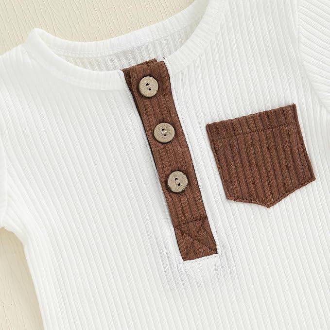 fhutpw Baby Boy Clothes 3 6 12 18 Months Ribbed Knitted Long Sleeve Romper and - Image 5