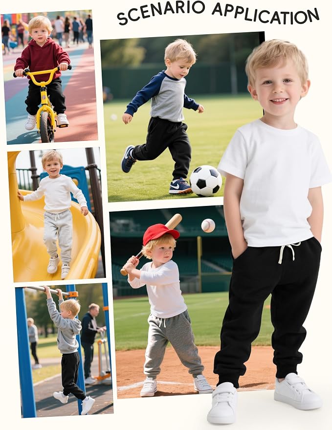 4 Pack Toddler Boys Sweatpants Cotton Baby Kids Joggers Toddler Boys Girls - Image 6
