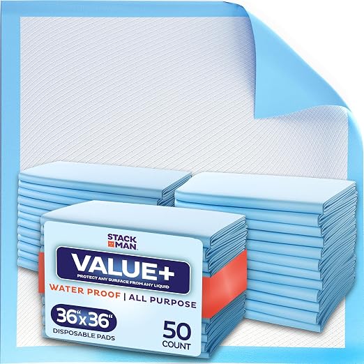 Chucks Pads Disposable 36 x 36 Underpads Incontinence Chux Pads Absorbent Fluff by StackMan