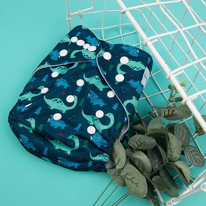 babygoal Reusable Cloth Diapers 6 Pack+10pcs Inserts, One Size Adjustable - Image 4