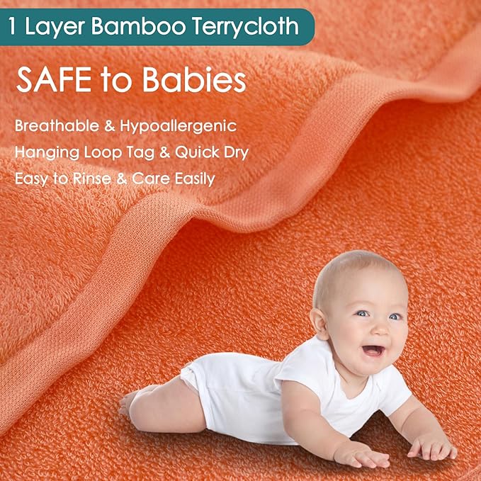 Baby Washcloths 6 Pack, 10x10 inch Orange Small Wash Cloths - Image 2