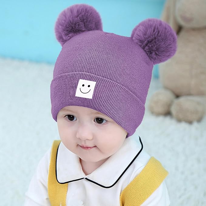 AZJ Baby Beanie Hat Toddler Infant Winter Knitted Hat Kids Soft Warm Pom Pom - Image 6