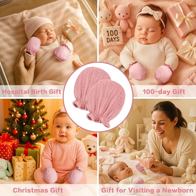 Pro Goleem Muslin Baby Mittens for Newborn, 100% Cotton No Scratch Soft - Image 7