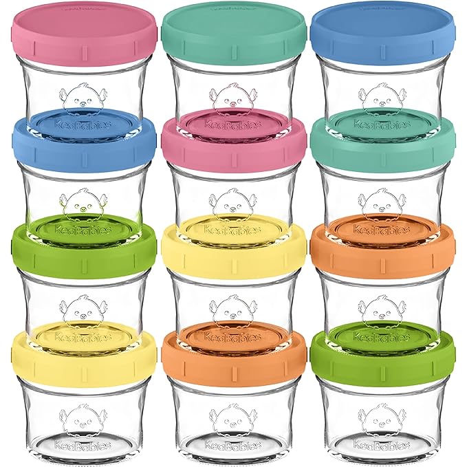 KeaBabies 12pk 4oz Glass Baby Food Containers by KeaBabies