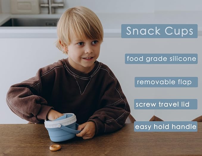 No Spill Silicone Toddler Snack Containers, Detachable Silicone Flap - Image 2