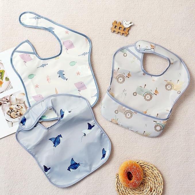 3-Pack Waterproof Baby Bibs for Eating - Image 2