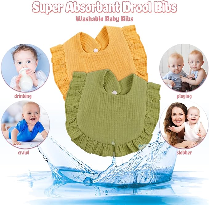 JaGely 12 Pieces Baby Muslin Bibs Bandana Drool Bibs - Image 4