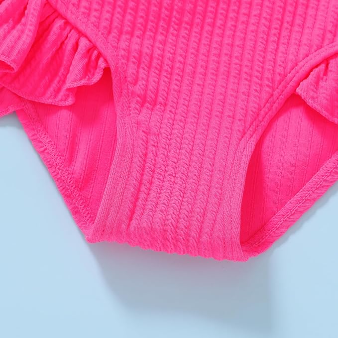 YOUNGER TREE Toddler Girls Two Pieces Swimsuit Color Block Stripe Swimwear - Image 6