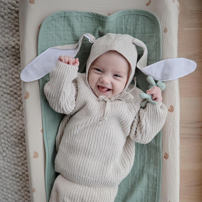 mushie Waterproof Changing Pad Liners | 100% Organic Cotton | Set of 3 - Image 6