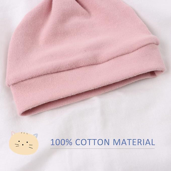 JANGANNSA Newborn Baby Hat Infant Baby Boys Beanie Top Knot Stretchy Hats - Image 3