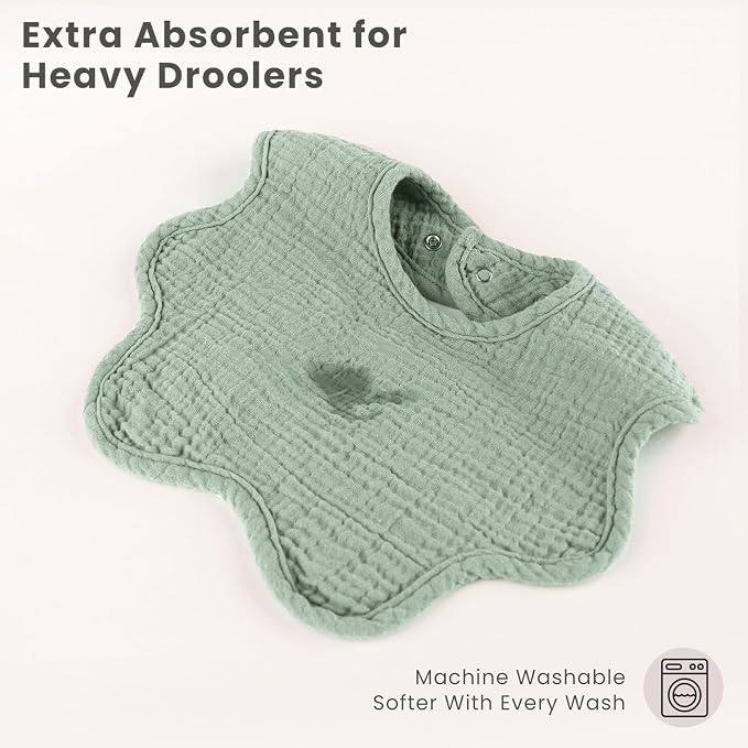 Konssy Muslin Baby Bibs 8 Pack, 100% Cotton Absorbent Bandana Drool Bibs - Image 6