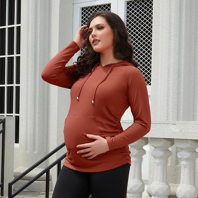 GINKANA Maternity Hoodie Long Sleeves Shirts Casual Maternity Top Pregnancy - Image 2