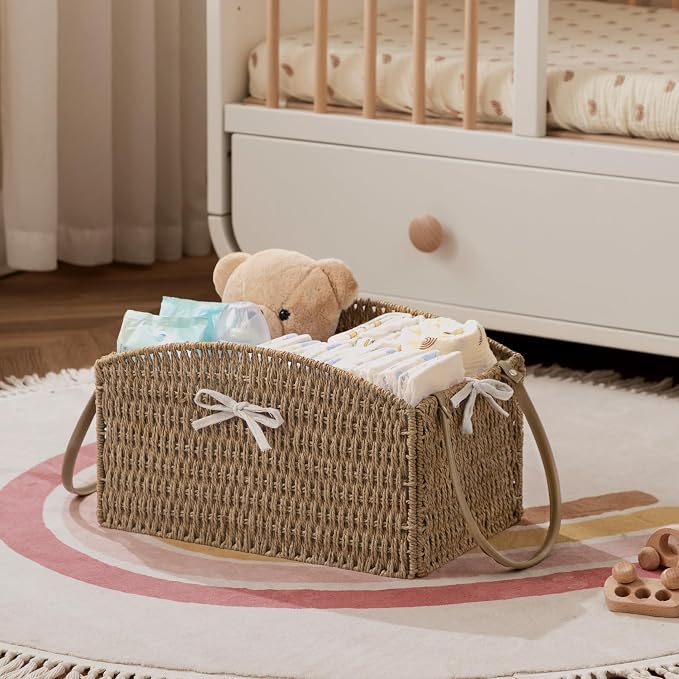 HBlife Diaper Caddy Organizer, Large Hand-Woven Storage Basket - Image 4