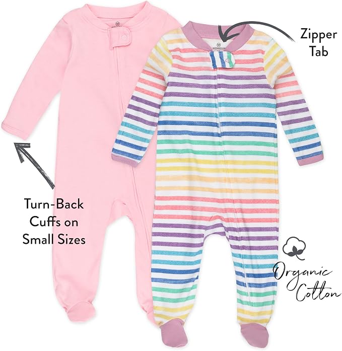 HonestBaby Sleep and Play Footed Pajamas One-Piece Sleeper Jumpsuit Zip-Front - Image 2
