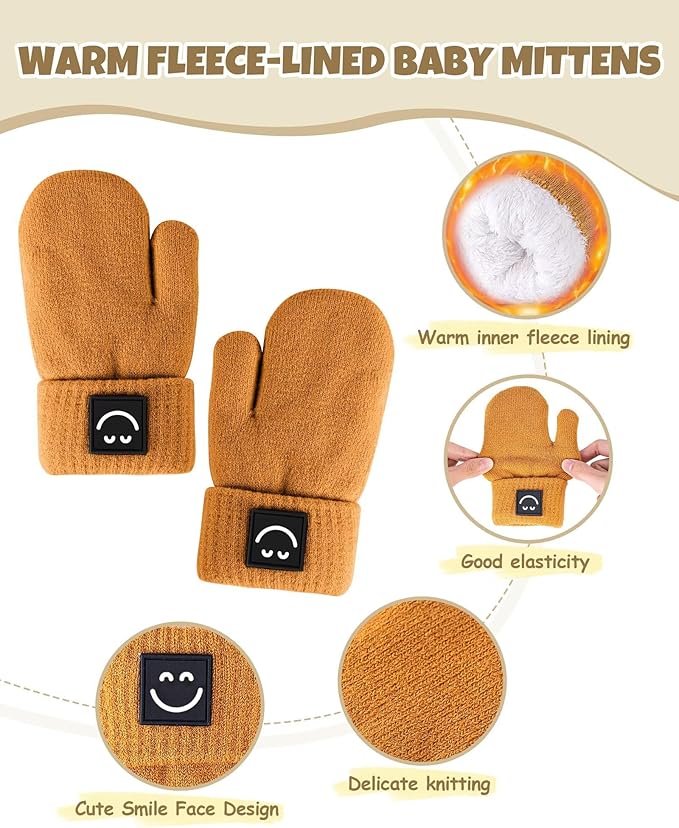 Baby Beanie Mittens Scarf Set, Toddler Kids Winter Hat and Thermal Gloves Neck - Image 4