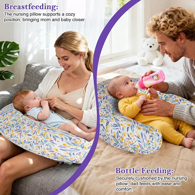 Nursing Pillow for Breastfeeding and Bottle Feeding, Ergonomic Design for Tummy - Image 2