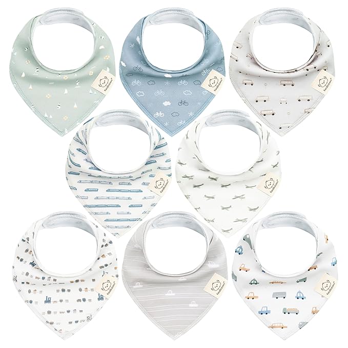 8-Pack Organic Baby Bandana Bibs by KeaBabies