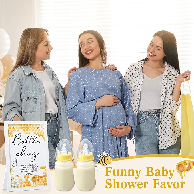 Roowest Bottle Chug Baby Shower Game Favors Including Bee Theme Wooden Sign and - Image 7