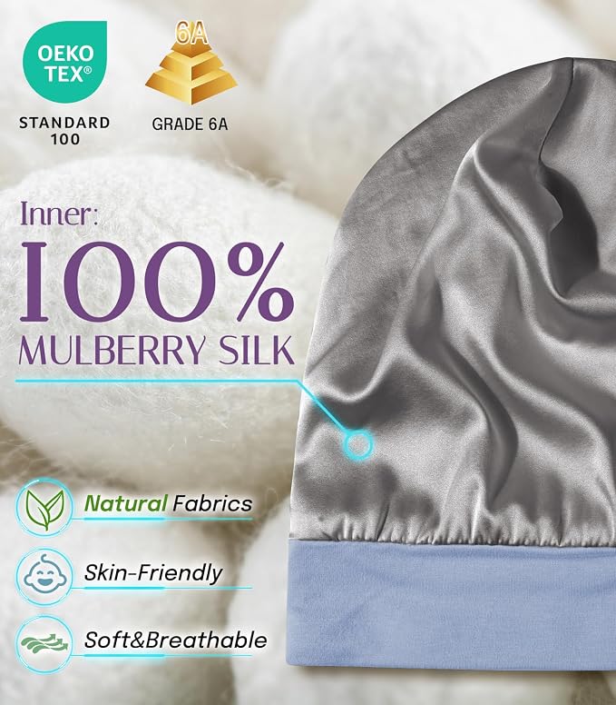 OLESILK Silk Baby Bonnet for 0-6 Months - Image 2