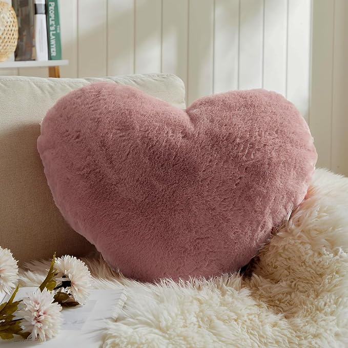 EastTree Heart Pillows, Dusty Pink Heart Shaped Pillows, Ultra Soft Extra-Large by EastTreeHomeGuide