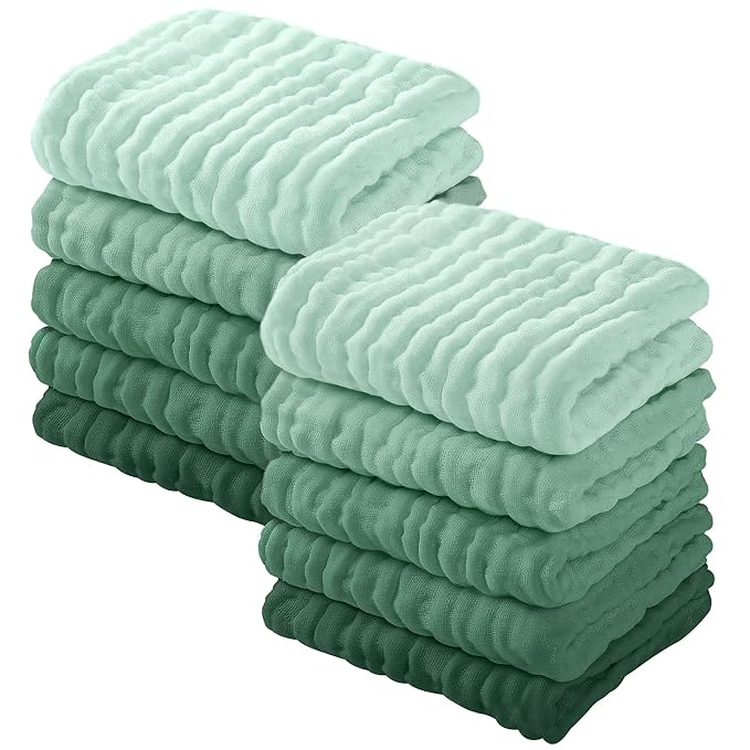 Yoofoss Muslin Baby Washcloths 100% Organic Cotton Face Towels 10 Pack Wash by YOOFOSS