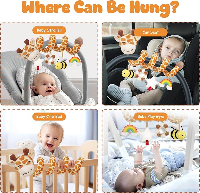 Stuffed Spiral Car Seat Baby Toys 0-6 Months, Infant Carseat Sensory Toys - Image 7