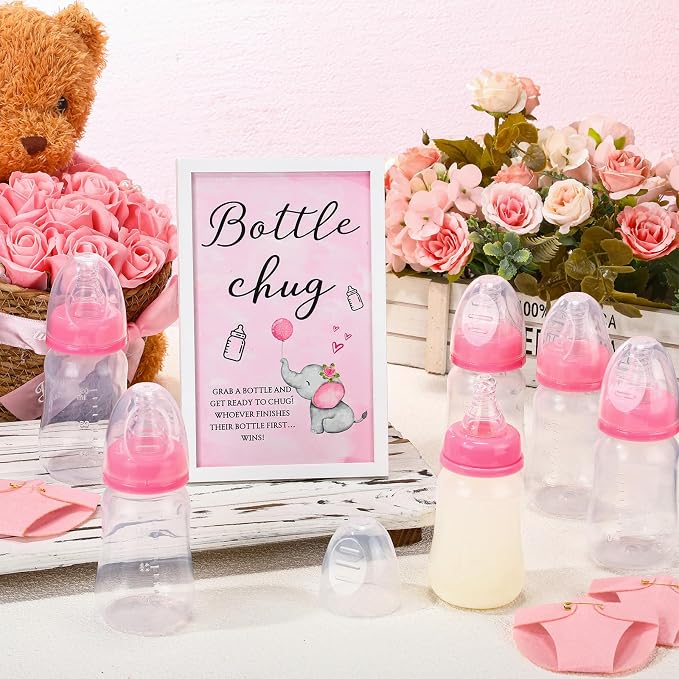 Roowest Bottle Chug Baby Shower Game Favors Including Pink Elephant Theme - Image 4