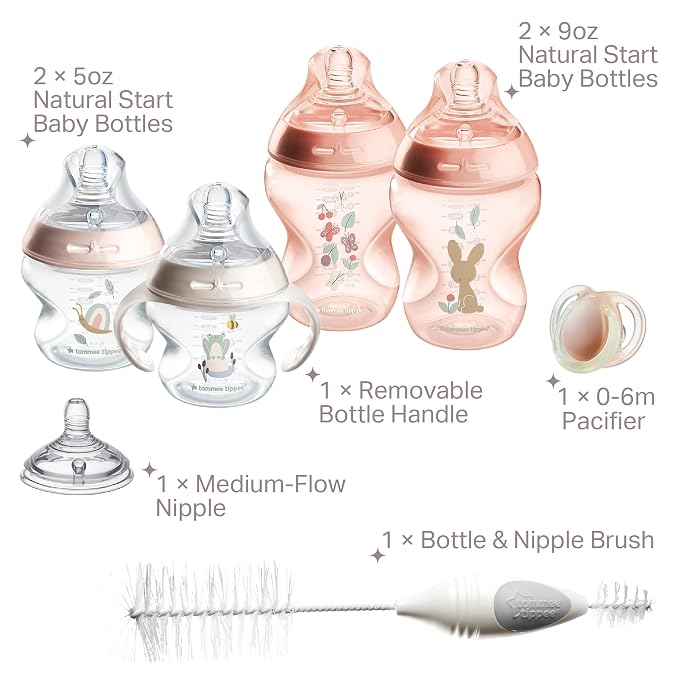 Tommee Tippee Natural Start 8 Piece BPA Free Bottle Set, Includes 2 x 5 oz & 2 - Image 2