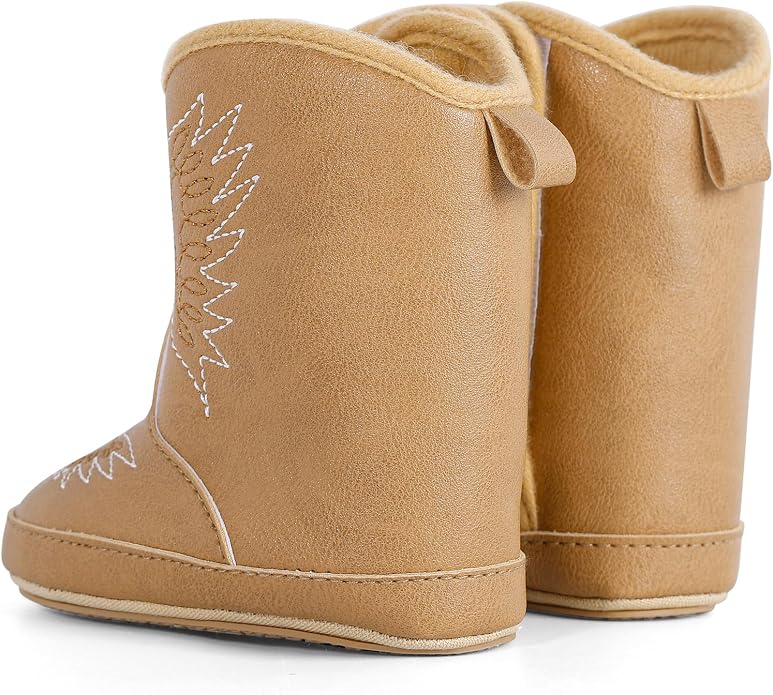 MK MATT KEELY Leather Western Boots Cowboy Bootie Soft Sole Non-Slip Crib Shoes - Image 5
