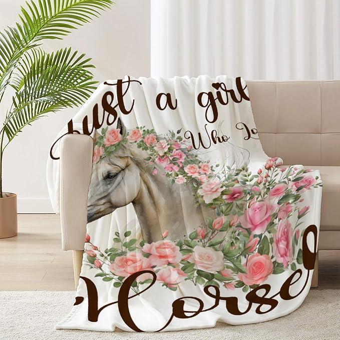 Just A Girl Who Loves Horses Throw Blanket - Image 4