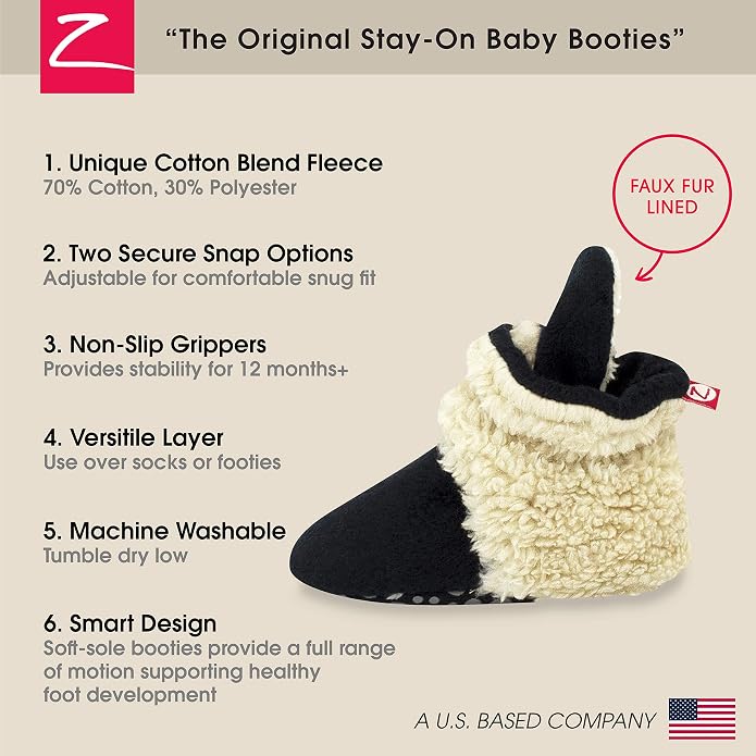 Zutano Unisex Fleece Baby Booties, Two Snap Closure, Newborn to 24 Months - Image 3