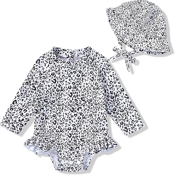 Infant Baby Girl Swimsuit One-Piece Long Sleeve Rash Guard by YOUNGERTREE