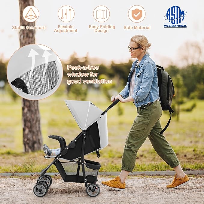 HONEY JOY Lightweight Stroller, Compact Travel Stroller - Image 4