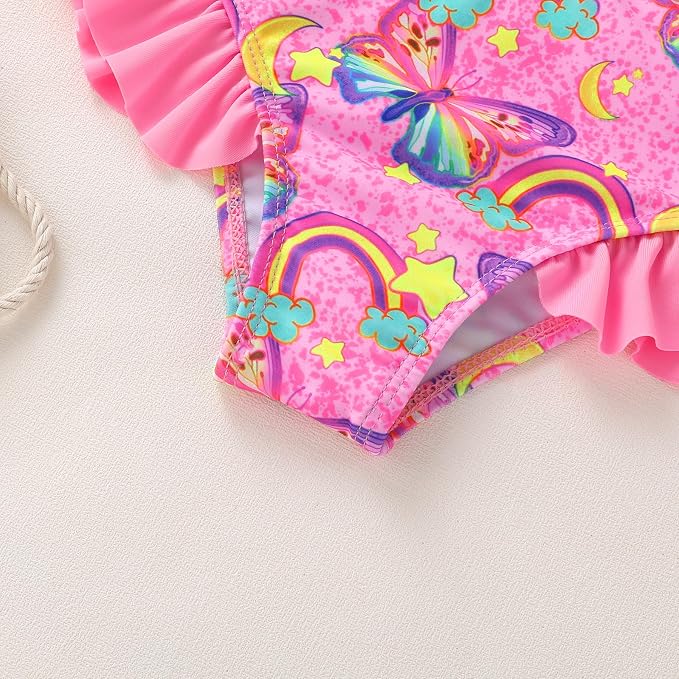 YOUNGER TREE Toddler Girls Two Pieces Swimsuit Color Block Stripe Swimwear - Image 5