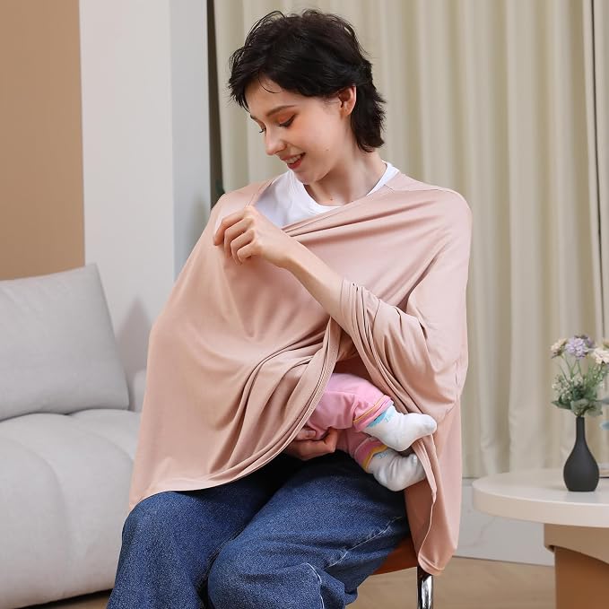 Nursing Cover for Breastfeeding, 360°Full Coverage Nursing Poncho, Rayon Soft & - Image 5