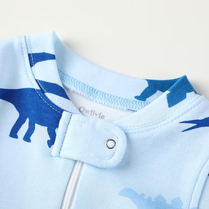Owlivia Organic Cotton Baby Boy Girl Zip up Sleep 'N Play Pjs, Long Sleeve - Image 3