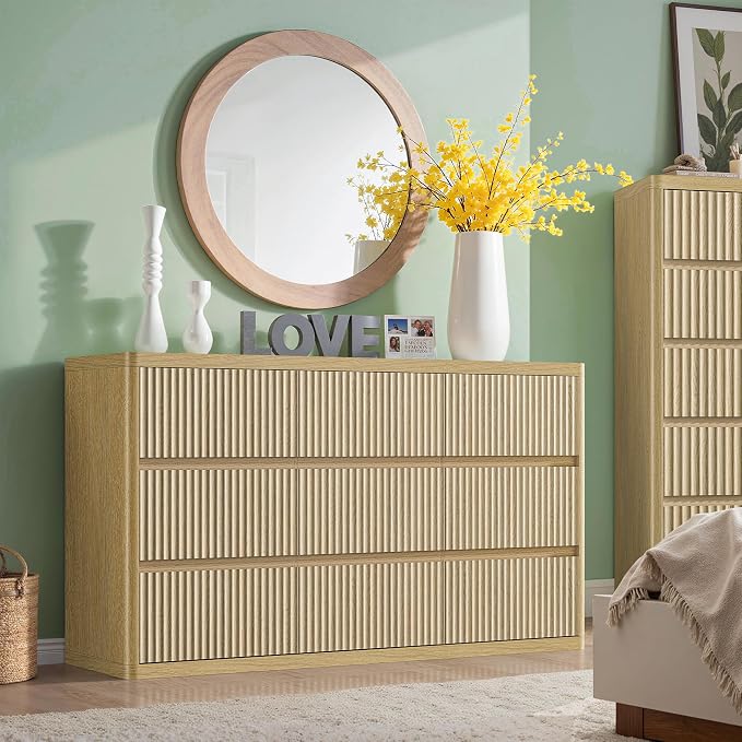 Fluted 9 Drawers Dresser, Modern Chest of Drawers - Image 4