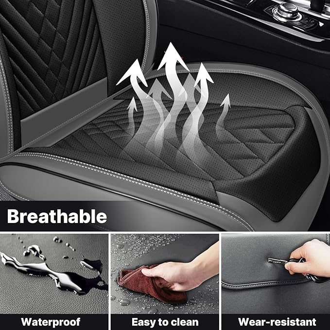 Car Seat Covers Full Coverage Seat Cover Premium Waterproof Faux Leather - Image 7