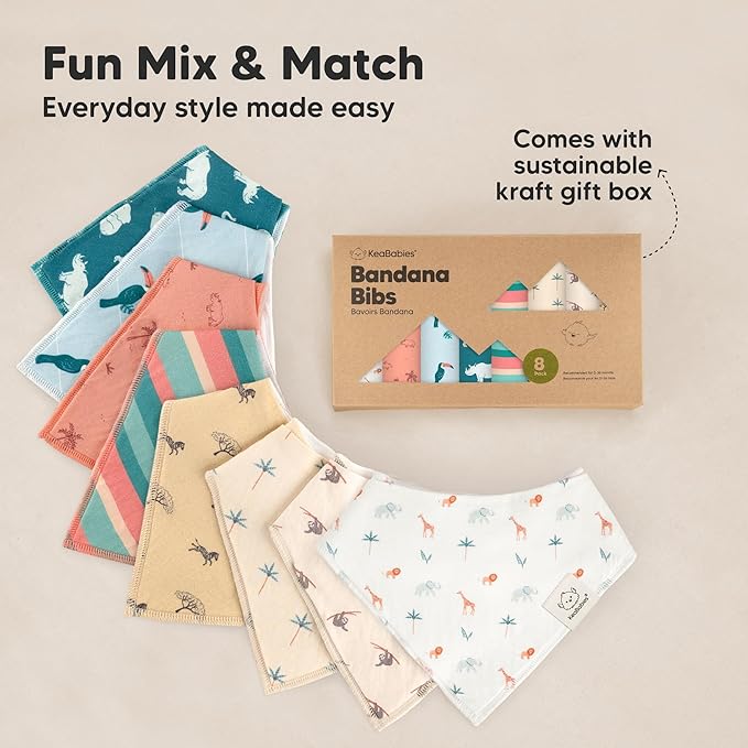 8-Pack Organic Baby Bandana Bibs - Image 9