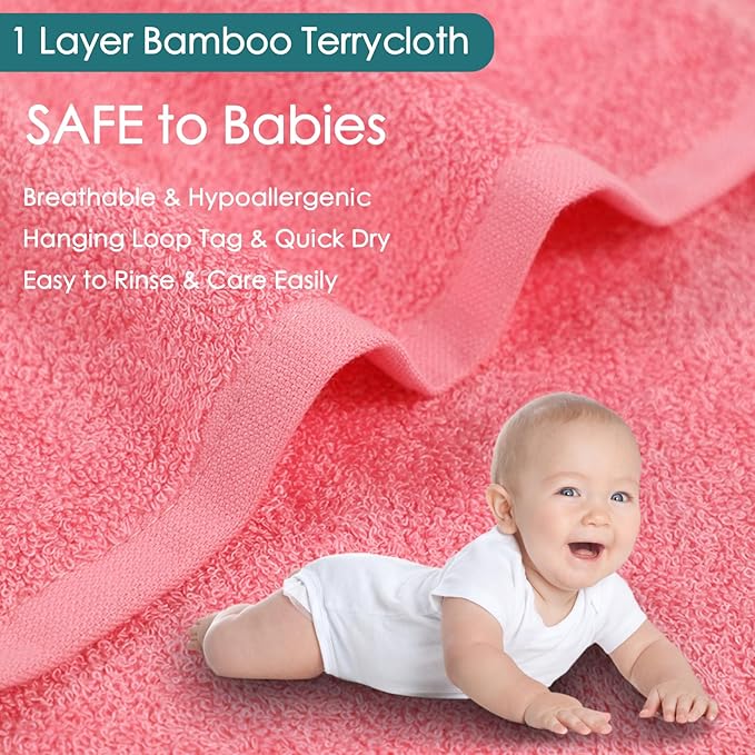 Baby Washcloths 6 Pack, 10x10 inch Heavenly Soft Pink Wash Cloths - Image 2
