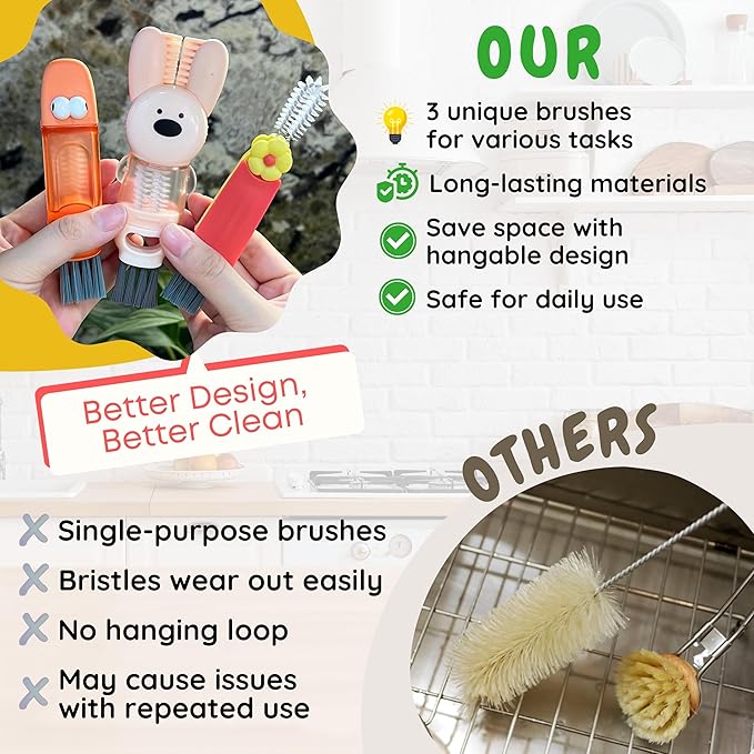 Cup Lid Cleaning Brush, 3 in 1 Cup Cleaner Brush New Multifunctional Lid - Image 4