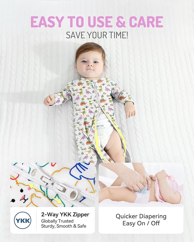 HAPIU Rayon from Bamboo Baby Footed Pajamas, 2 Way Zipper YKK, Footie - Image 4
