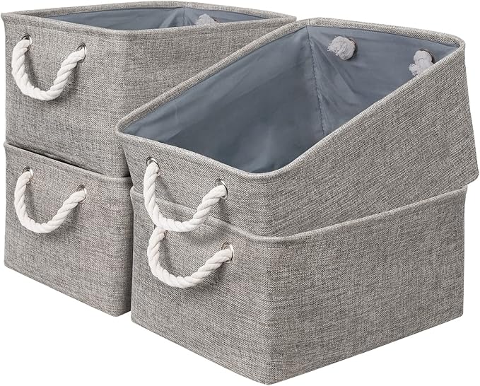 Storage Basket Fabric Sturdy Canvas Storage Bins Organizer by Sacyic