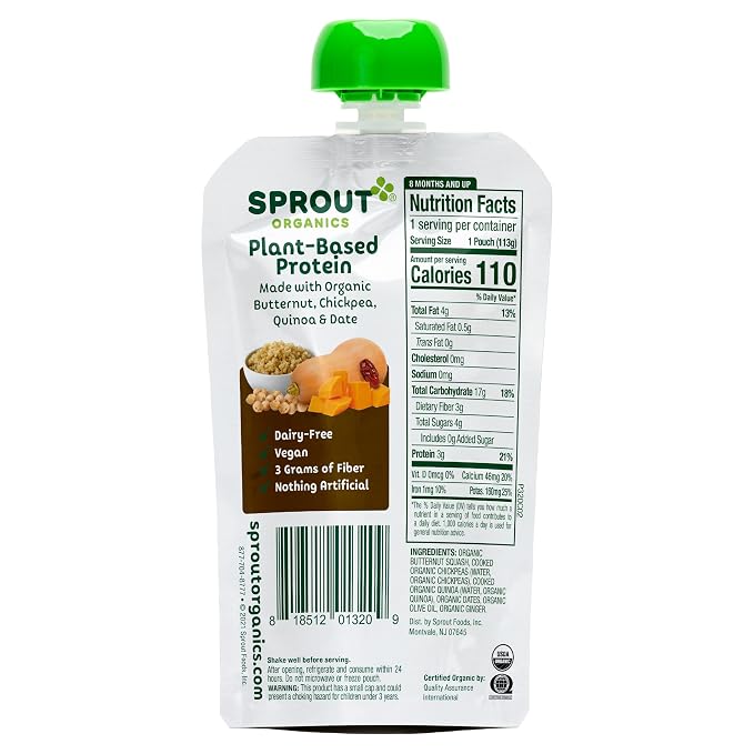 Sprout Organic Baby Food Pouches Stage 3 Plant Powered Protein, Butternut - Image 4