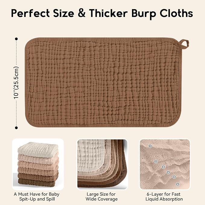 Muslin Burp Cloths for Baby 100% Cotton Burping Cloths for Boys Girls Large - Image 3
